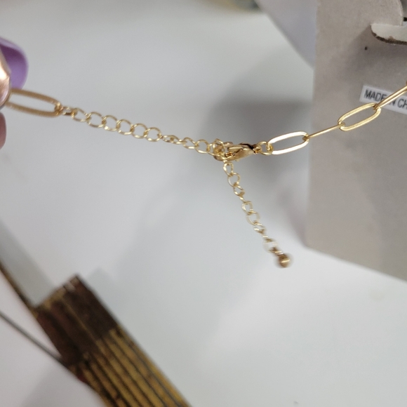 Sale GORGEOUS GOLD TURQUOISE PAPERCLIP LARIAT NECKLACE - Picture 2 of 5